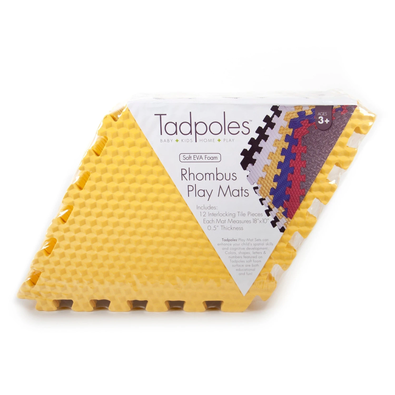 Tadpoles 12 Piece Rhombus Foam Play Mat Set, Yellow - Image 2
