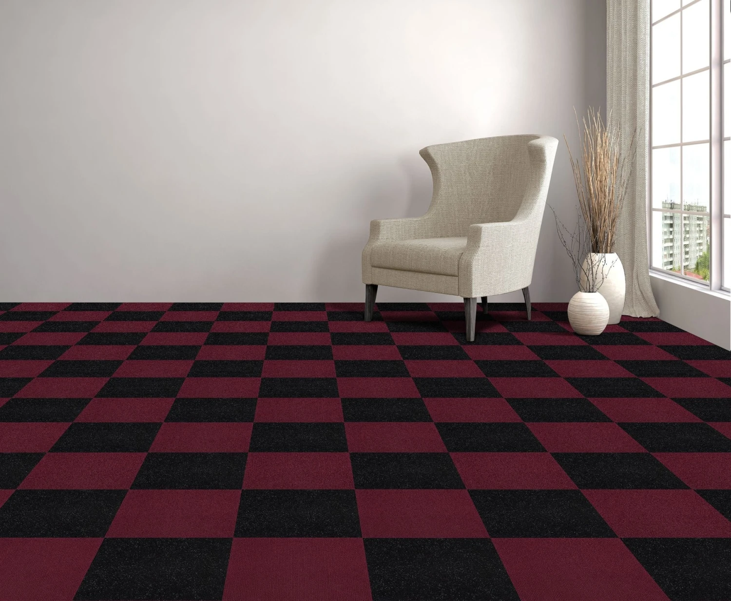Achim Nexus Self Adhesive Carpet Floor Tile - 12 Inches X 12 Inches, Burgundy, Pack Of 12 Tiles - Image 3