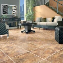 Congoleum DuraStone Sierra Slate 10-Piece 16-in X 16-in GrOutable Flaxen Glue (Adhesive) Luxury Vinyl Tile