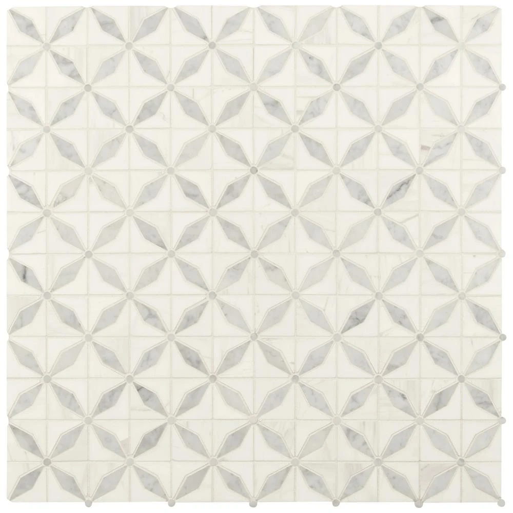 MSI Marbella Diamond 12 In. X 12 In. X 10mm Polished Marble Mesh-Mounted Mosaic Tile (10 Sq. Ft. / Case) - Image 12