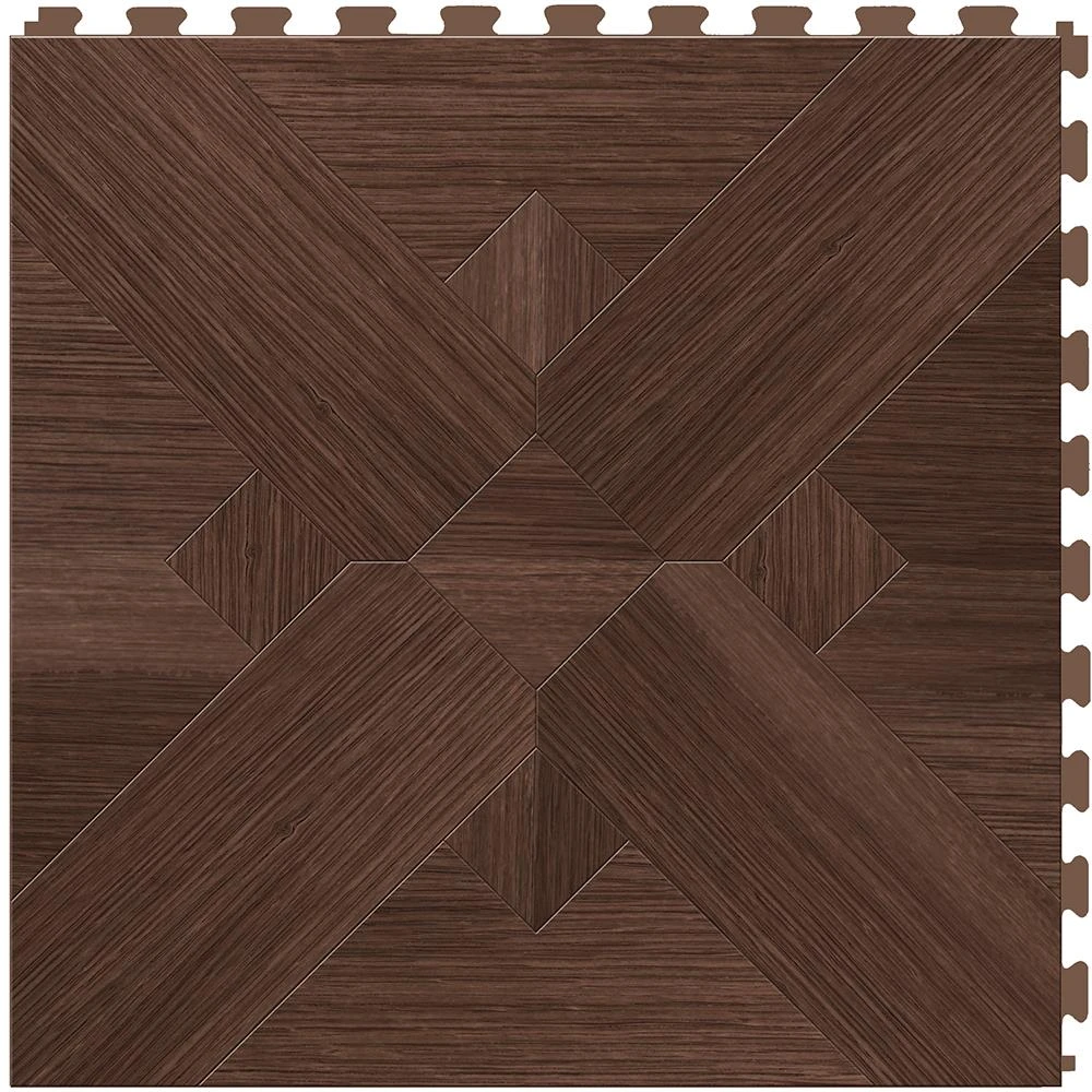 Perfection Floor Tile Bordeaux Wood Collection Bordeaux Walnut/Satin 20-in X 20-in Water Resistant Interlocking Luxury Flooring (16.7-sq Ft)