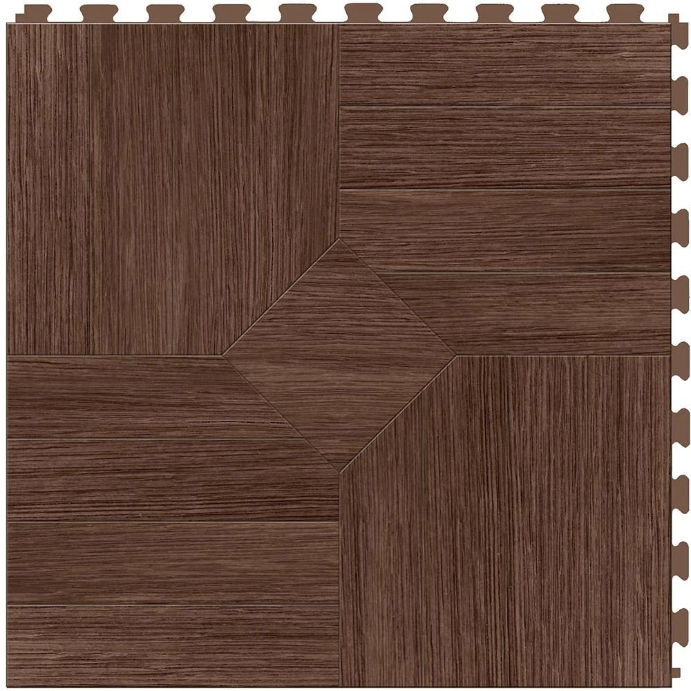 Perfection Floor Tile Bordeaux Wood Collection Bordeaux Walnut/Satin 20-in X 20-in Water Resistant Interlocking Luxury Flooring (16.7-sq Ft) - Image 15