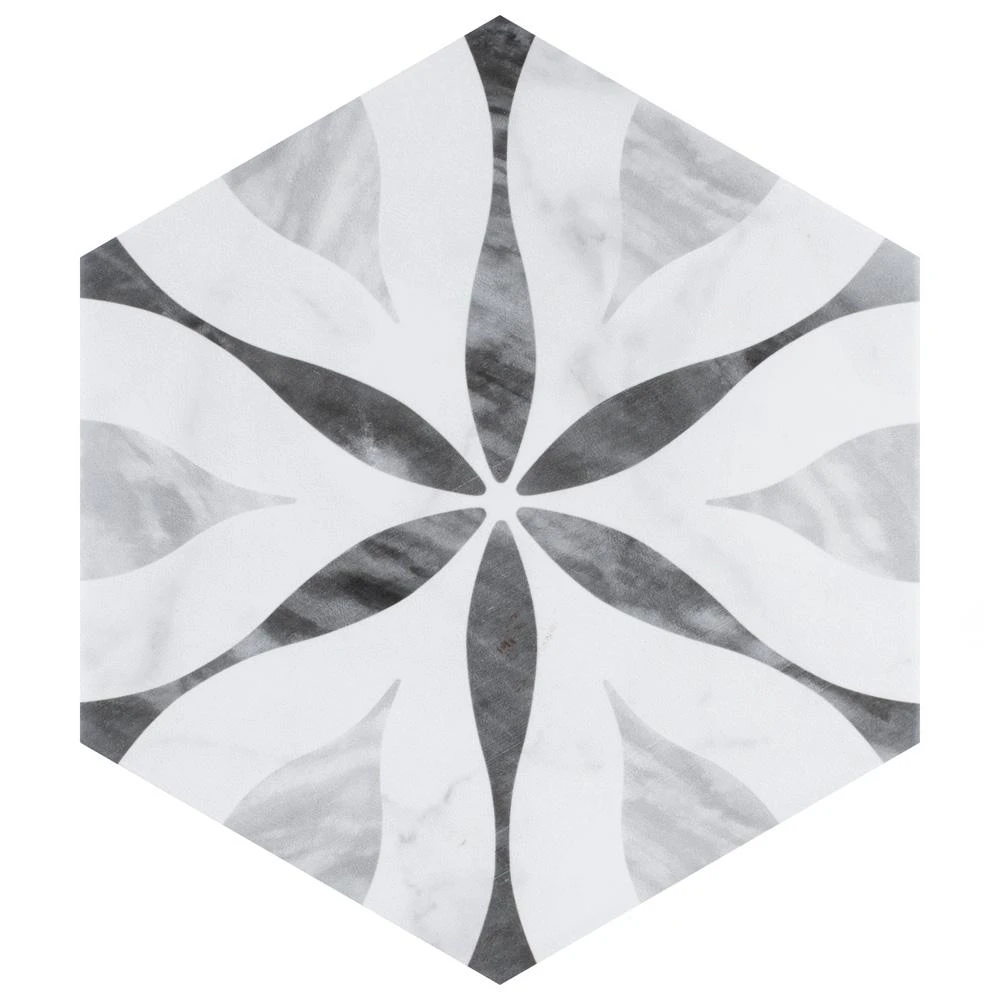 Merola Tile Classico Bardiglio Hexagon Flower 7 In. X 8 In. Porcelain Floor And Wall Tile (7.67 Sq. Ft. / Case) - Image 8