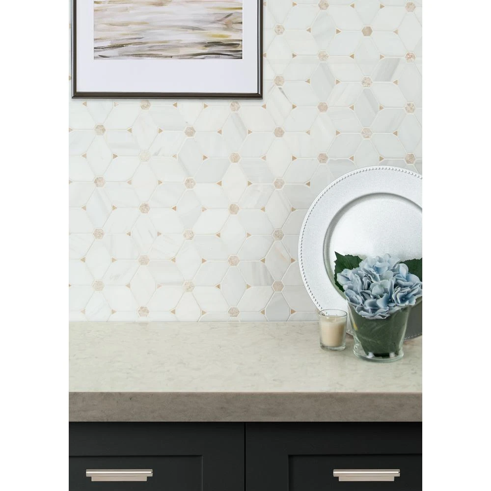 MSI Cecily 10.83 In. X 12.6 In. X 10mm Polished Marble Mesh-Mounted Mosaic Tile (9.5 Sq. Ft./case) - Image 6