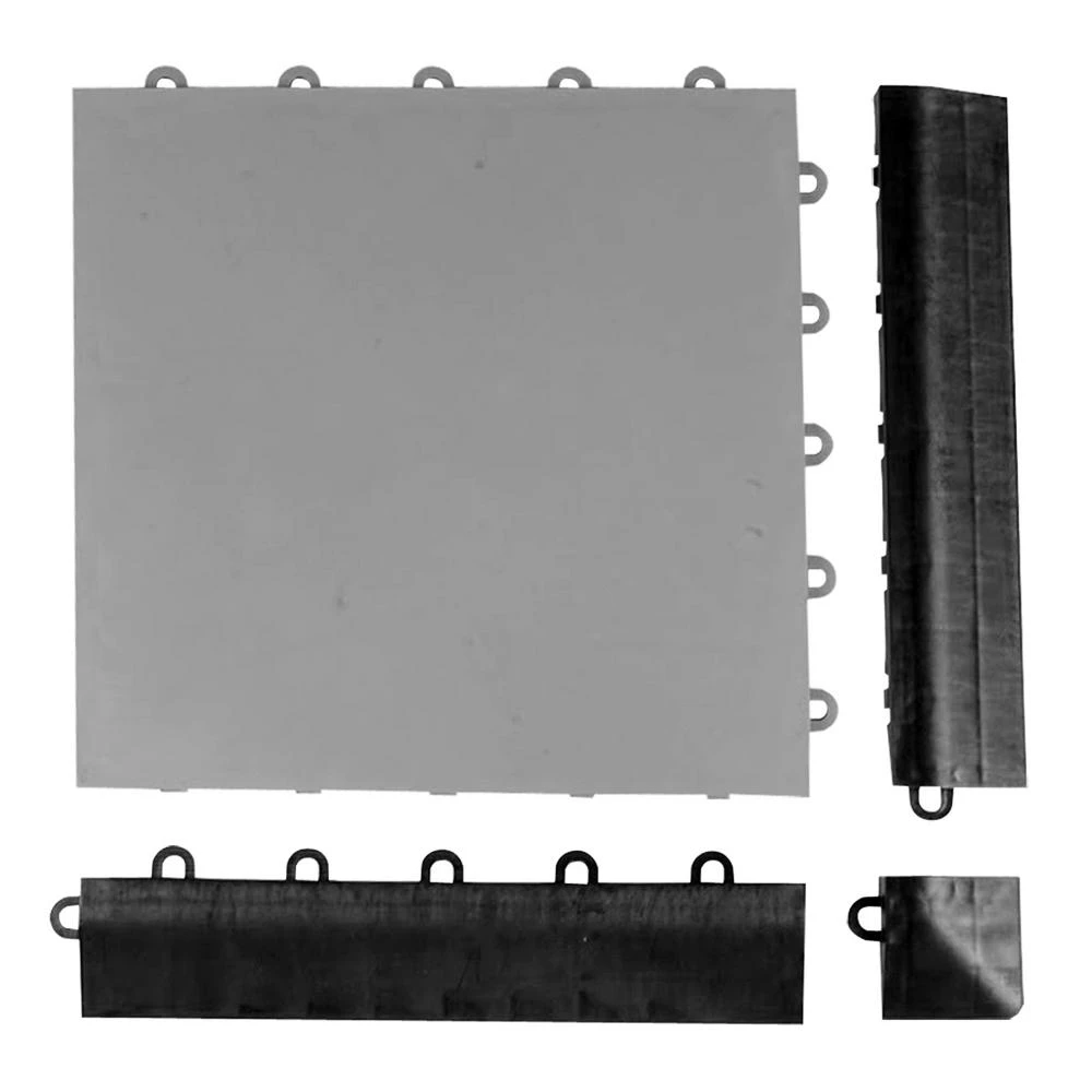 Greatmats Click Tile Black 2-3/8 In. X 12.14 In. X 5/8 In. Female Border Ramp With Loops (Case Of 4) - Image 3