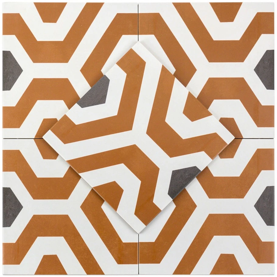 Soumaya Orange Encaustic 9x9 Glazed Porcelain Tile - Image 5