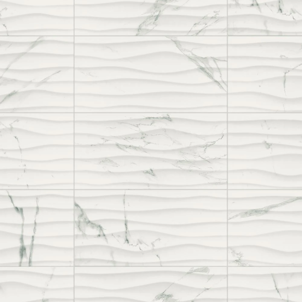Marazzi Developed By Nature Calacatta 12 In. X 24 In. Glazed Ceramic Wave Wall Tile (14 Sq. Ft. / Case)