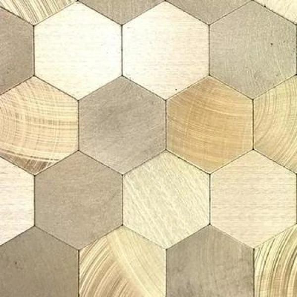 Enchanted Metals Gold Hexagon Mosaic 12 In. X 12 In. Brushed Peel & Stick Wall Tile (0.9 Sq. Ft.) - Image 2