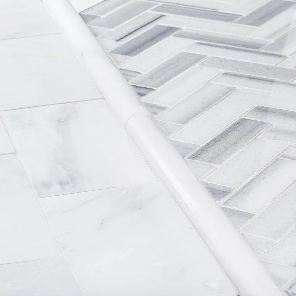 Jeffrey Court Zebra Plains Gray Herringbone 11 In. X 12.75 In. X 10 Mm Polished Marble Mosaic Wall/Floor Tile - Image 6