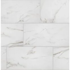 Florida Tile Home Collection Michelangelo Calacatta Rectified 12 In. X 24 In. Porcelain Floor And Wall Tile (13.3 Sq. Ft. /case)
