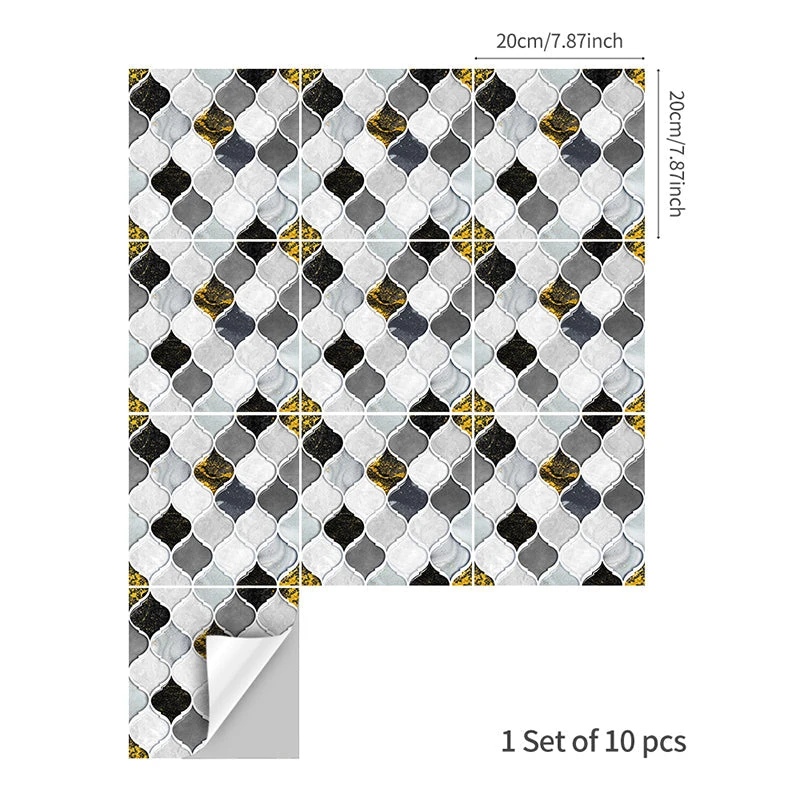10Pcs Moroccan Tile Stickers Self-adhesive Wall Stickers Kitchen Bathroom Decor - Image 3