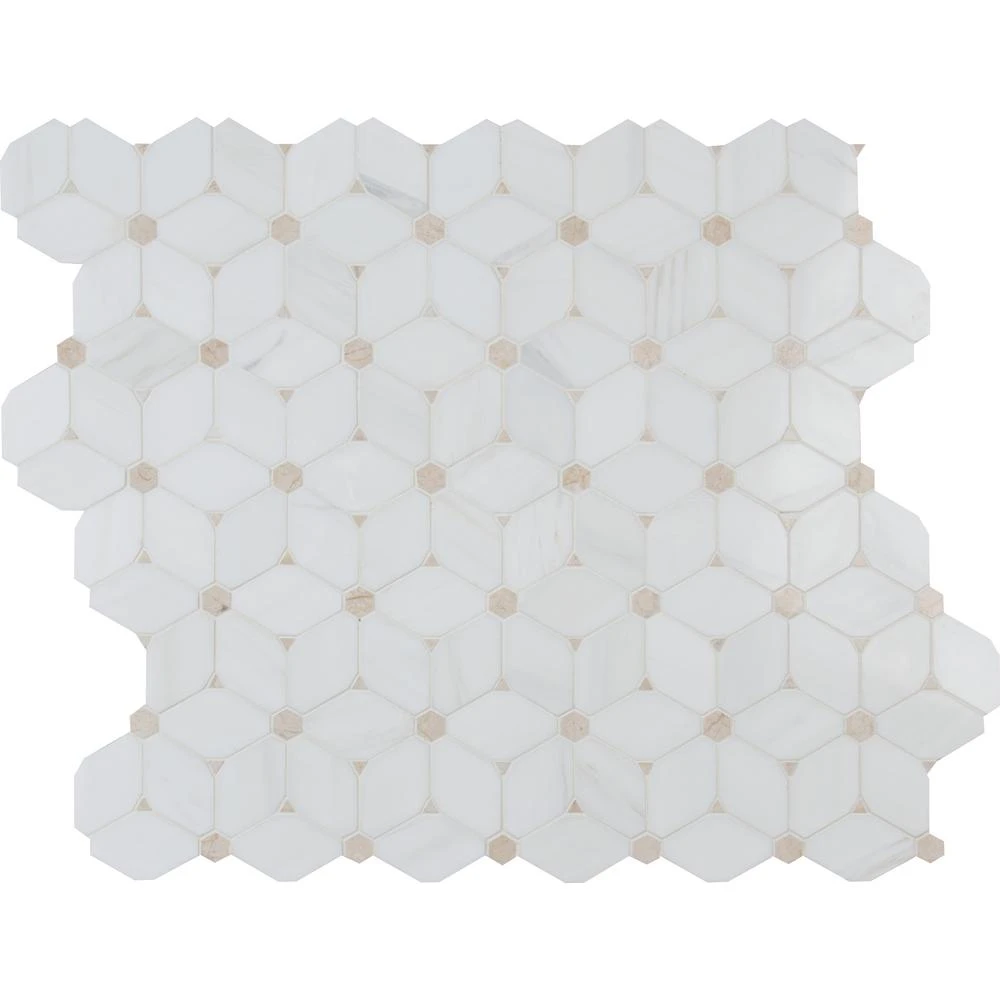 MSI Cecily 10.83 In. X 12.6 In. X 10mm Polished Marble Mesh-Mounted Mosaic Tile (9.5 Sq. Ft./case)