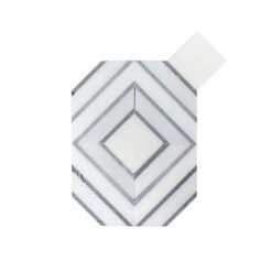 Jeffrey Court Balancing Act White 11.5 In. X 8.75 In. X 8 Mm Geometric Polished Natural Stone Wall And Floor Mosaic Tile
