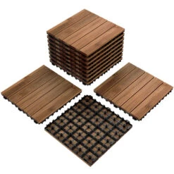Yaheetech 12x 12''Patio Pavers Decking Flooring Deck Tiles Interlocking Wood Patio Tiles Pack Of 11 Tiles For Patio Garden Deck Poolside Indoor And Outdoor,Indoor And Outdoor