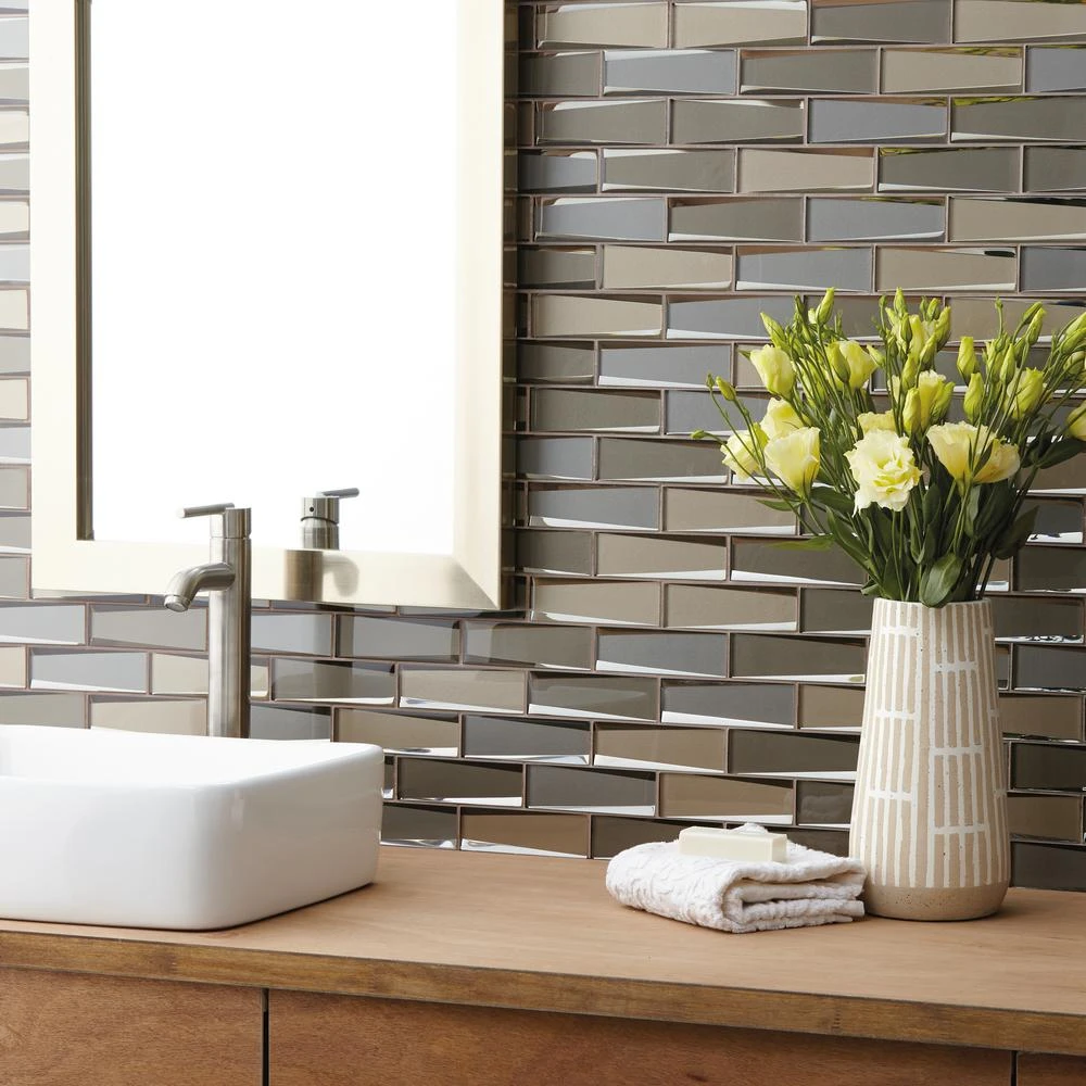 Daltile Premier Accents Frost Linear 12 In. X 13 In. X 8 Mm Glass Mosaic Wall Tile (0.96 Sq. Ft. / Piece) - Image 4