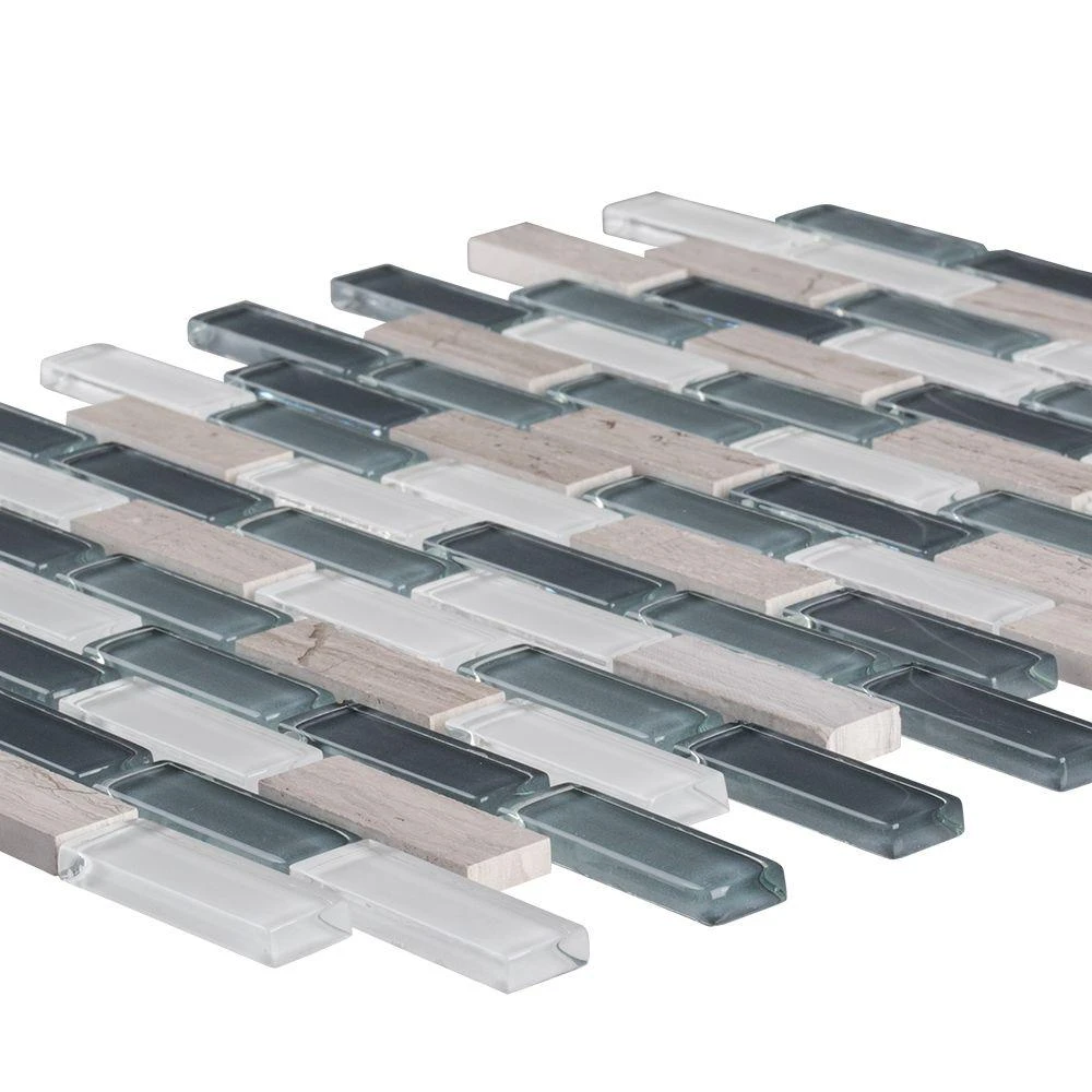 Jeffrey Court Dolphin Tail Blue 9.75 In. X 12 In. X 6 Mm Interlocking Glass Mosaic Tile - Image 4