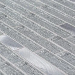 Jeffrey Court Ice Pencil 11.5 In. X 11.875 In. X 8 Mm Interlocking Textured Glossy Glass/Metal Mosaic Tile