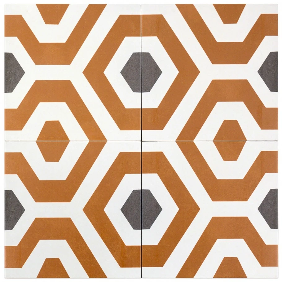 Soumaya Orange Encaustic 9x9 Glazed Porcelain Tile - Image 3