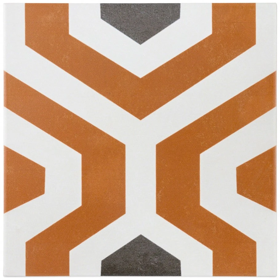 Soumaya Orange Encaustic 9x9 Glazed Porcelain Tile - Image 4