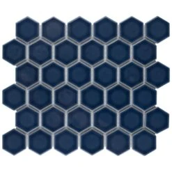 Merola Tile Hudson Due Hex 2 In. Denim Blue 11 In. X 12 In. Porcelain Mosaic (9.97 Sq. Ft. / Case)