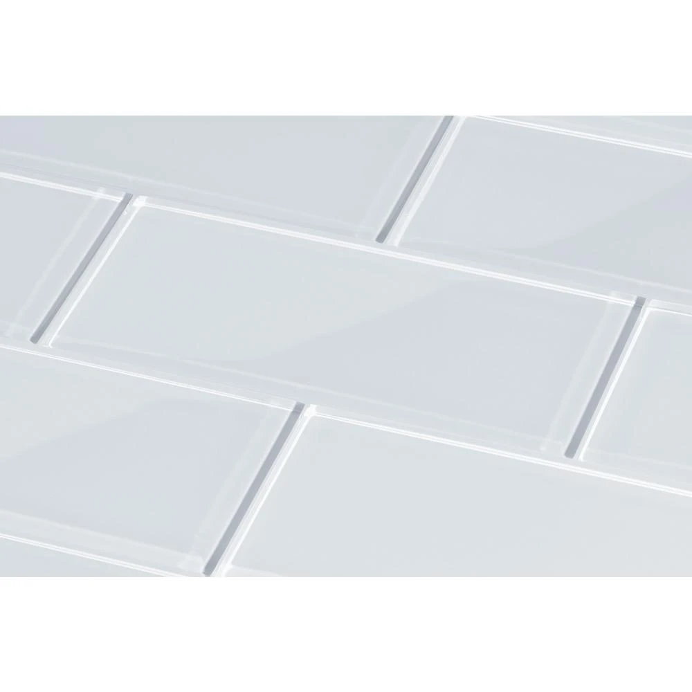 Giorbello Cool White 3 In. X 6 In. X 8mm Glass Subway Wall Tile (5.5 Sq. Ft./Case) - Image 2