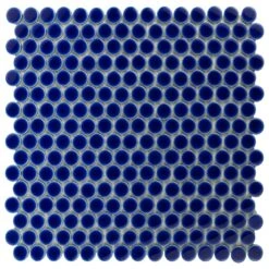 Merola Tile Hudson Penny Round Cobalt 12 In. X 12-5/8 In. X 5 Mm Porcelain Mosaic Tile (10.74 Sq. Ft. / Case)