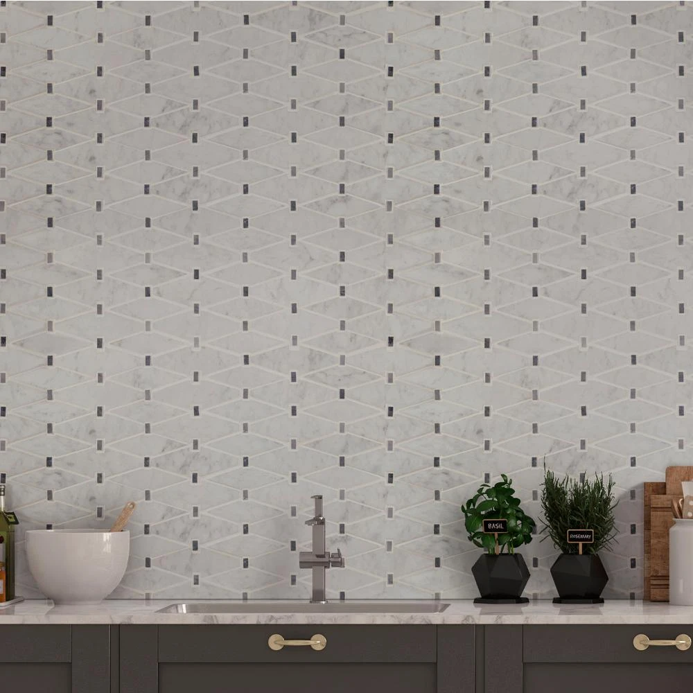 MSI Marbella Diamond 12 In. X 12 In. X 10mm Polished Marble Mesh-Mounted Mosaic Tile (10 Sq. Ft. / Case) - Image 7