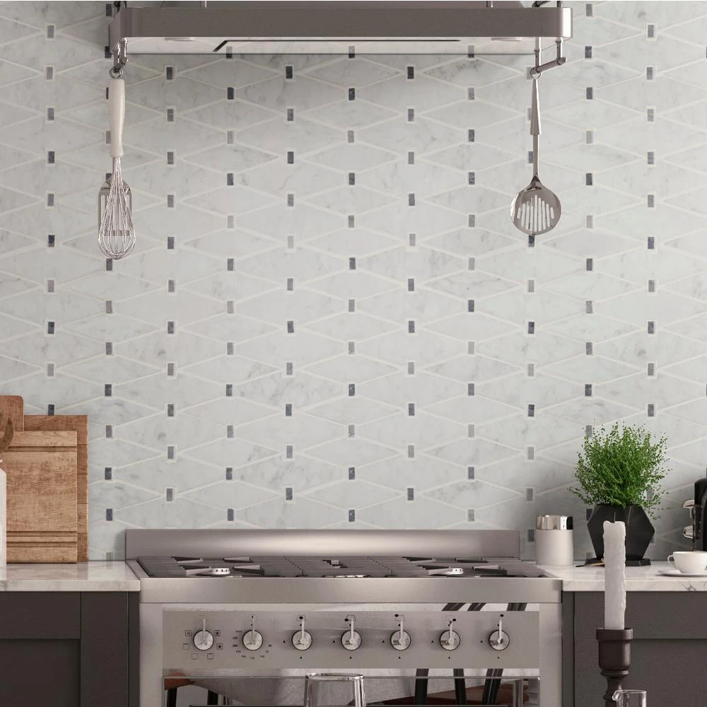 MSI Marbella Diamond 12 In. X 12 In. X 10mm Polished Marble Mesh-Mounted Mosaic Tile (10 Sq. Ft. / Case) - Image 8