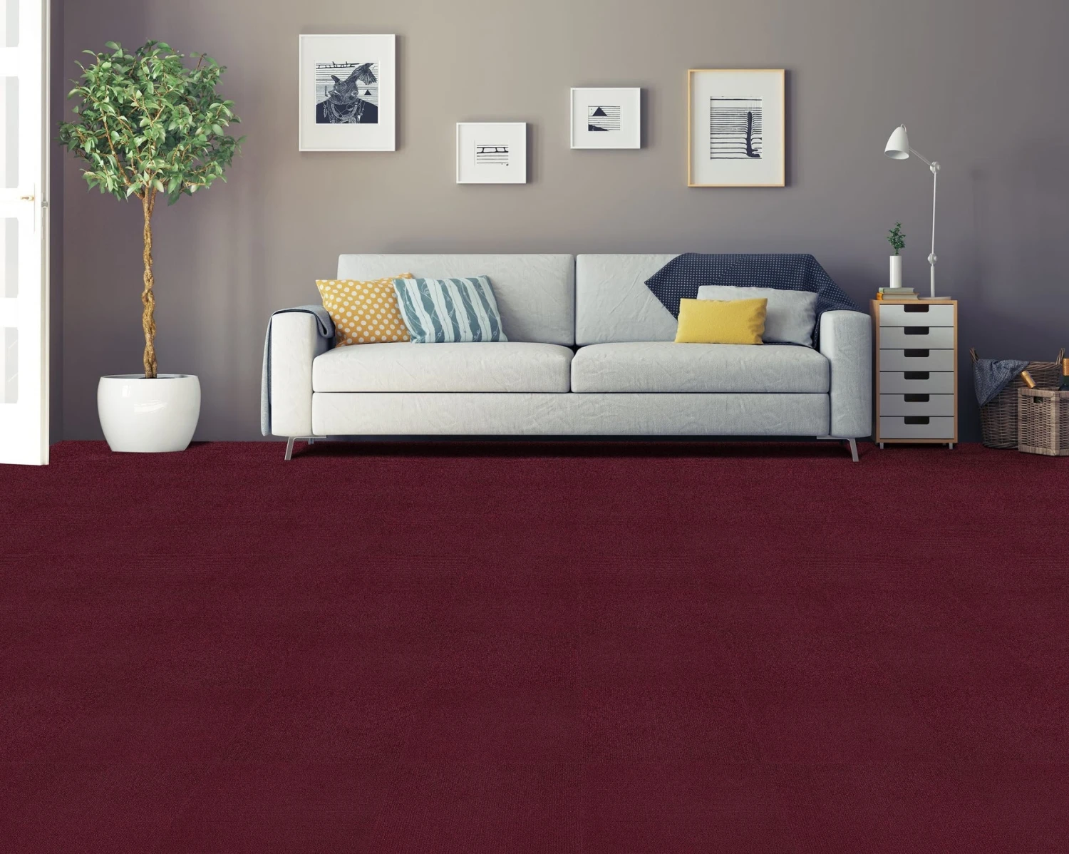 Achim Nexus Self Adhesive Carpet Floor Tile - 12 Inches X 12 Inches, Burgundy, Pack Of 12 Tiles - Image 2