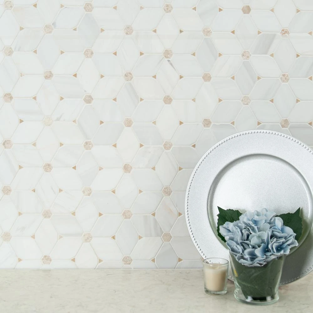 MSI Cecily 10.83 In. X 12.6 In. X 10mm Polished Marble Mesh-Mounted Mosaic Tile (9.5 Sq. Ft./case) - Image 4