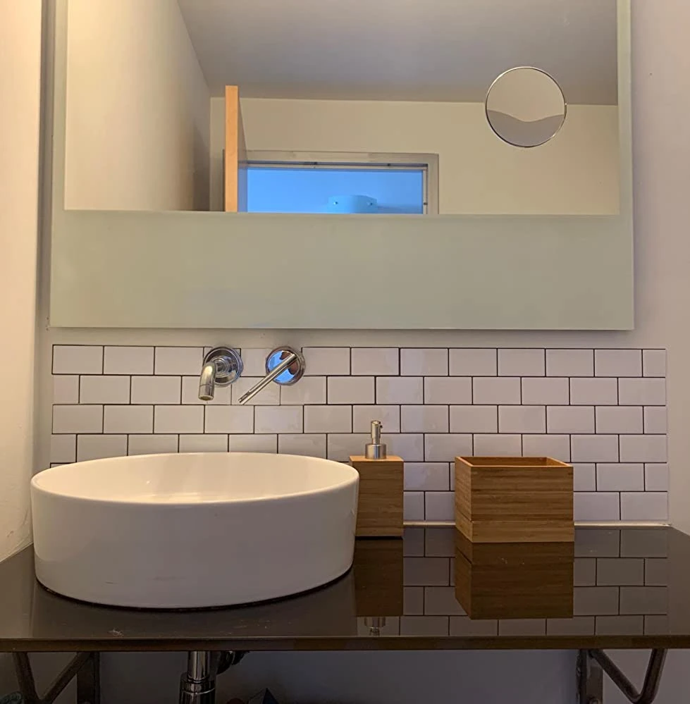 Crystiles 12"x12" Subway White Vinyl Peel And Stick Backsplash Tile, Pro Series Thicker Version, 4-Sheet Pack - Image 3