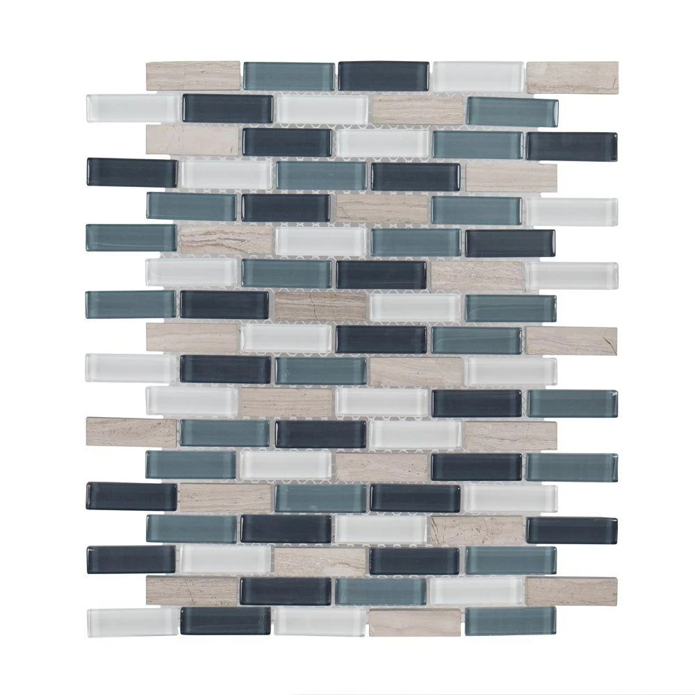 Jeffrey Court Dolphin Tail Blue 9.75 In. X 12 In. X 6 Mm Interlocking Glass Mosaic Tile - Image 3