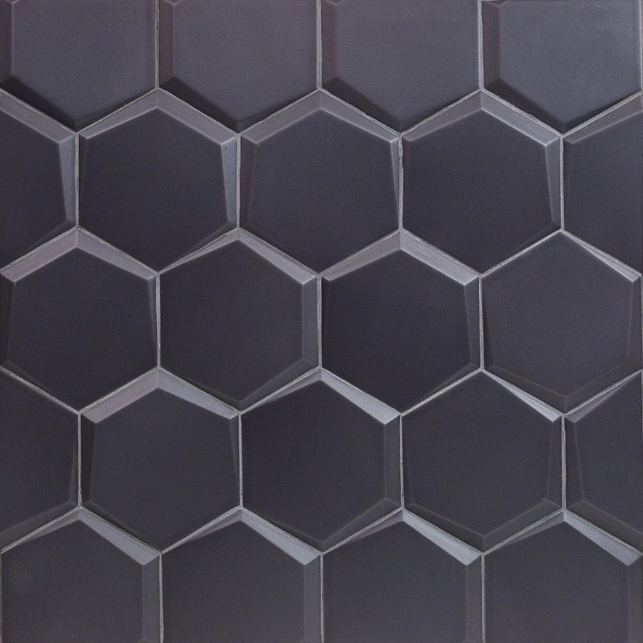 Magen Leveled-Hex Dark Gray Matte Ceramic Hexagon Tile