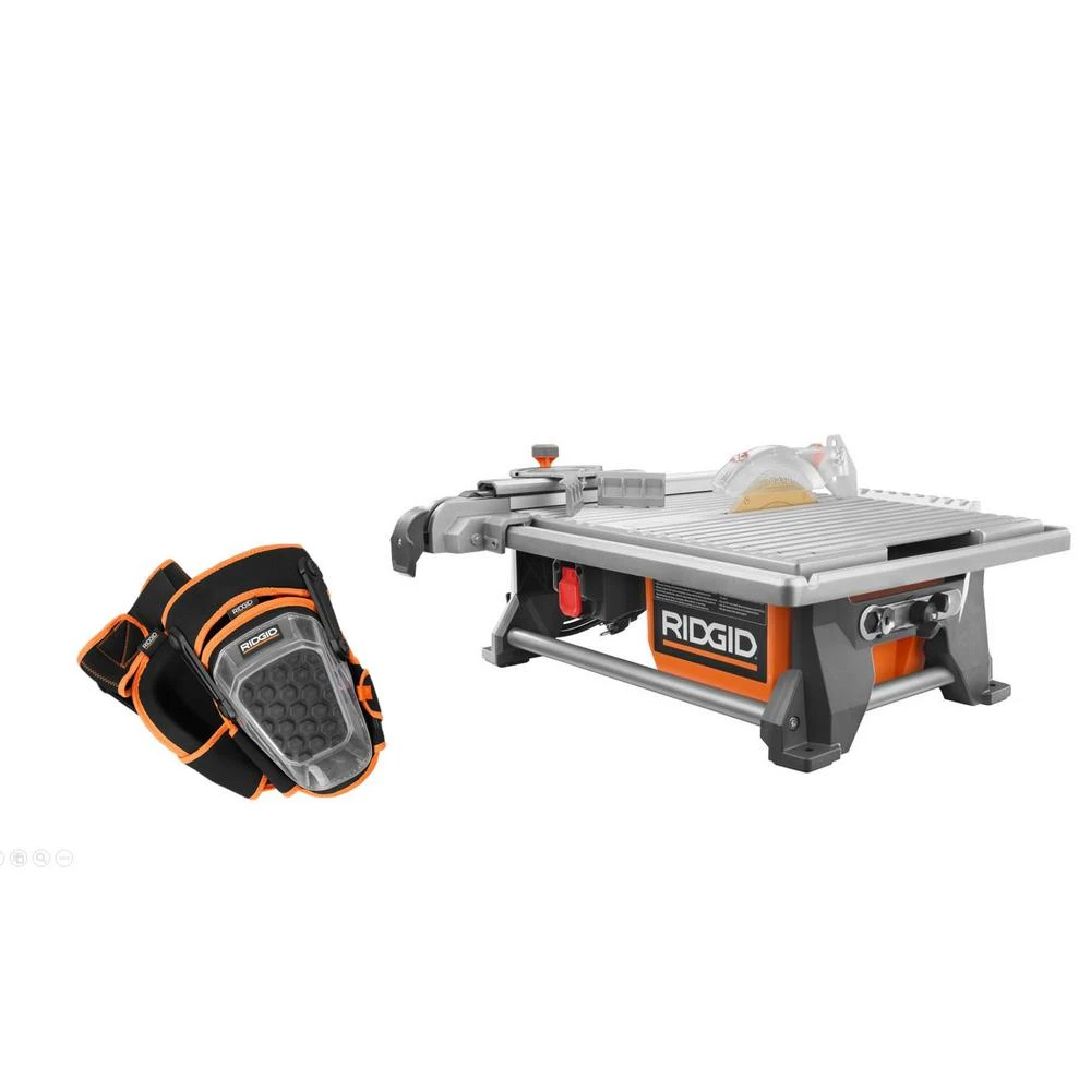 RIDGID 6.5 Amp Corded 7 In. Table Top Wet Tile Saw With Pro-Hinge Stabilizing Knee Pads