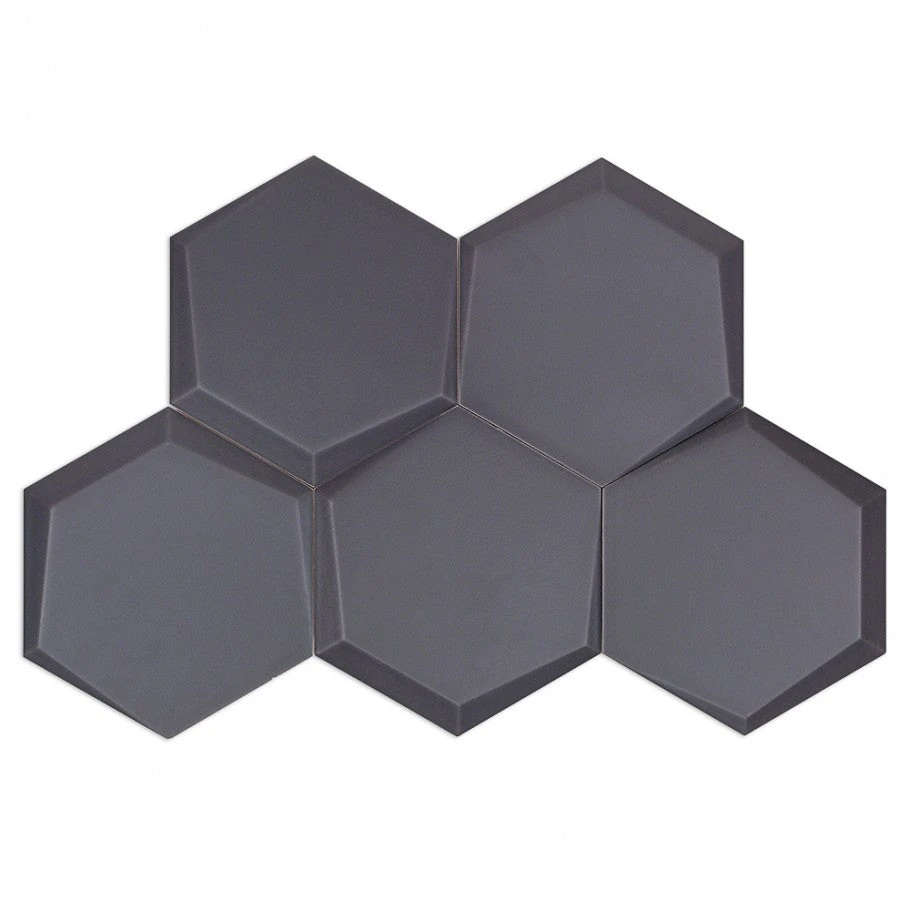 Magen Leveled-Hex Dark Gray Matte Ceramic Hexagon Tile - Image 5