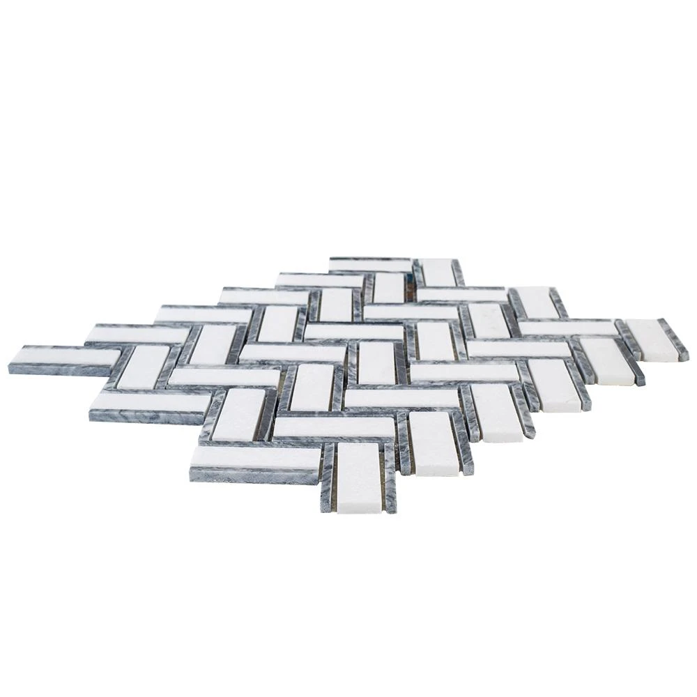 Jeffrey Court Bayou White Herringbone 10.25 In. X 11.875 In. X 6 Mm Honed Natural Stone Mosaic Wall And Floor Tile - Image 3