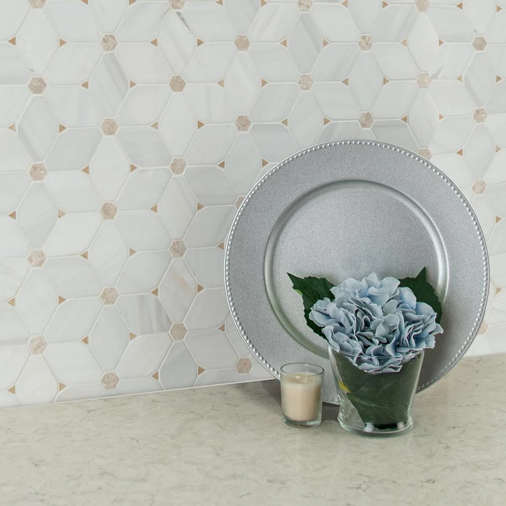 MSI Cecily 10.83 In. X 12.6 In. X 10mm Polished Marble Mesh-Mounted Mosaic Tile (9.5 Sq. Ft./case) - Image 5