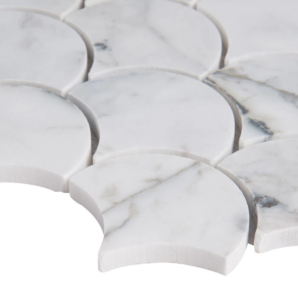 MSI Calacatta Blanco Scallop 12.8 In. X 10.43 In. X 10mm Polished Marble Mesh-Mounted Mosaic Tile (9.3 Sq. Ft. / Case) - Image 5