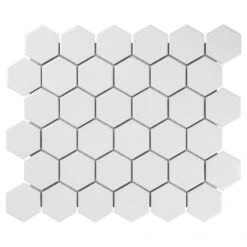 Merola Tile Metro Hex 2" Glossy 11-1/8"x12-5/8" White Porcelain Mosaic (9.64 Sq.ft. /Case)