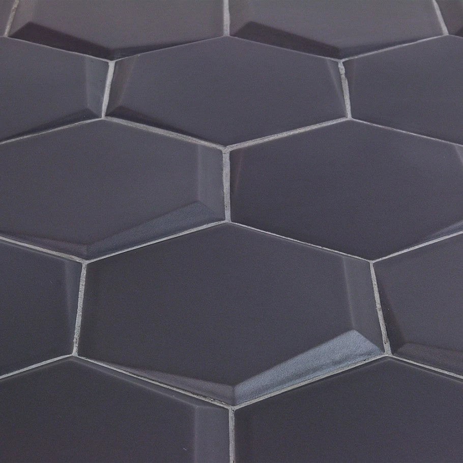 Magen Leveled-Hex Dark Gray Matte Ceramic Hexagon Tile - Image 3