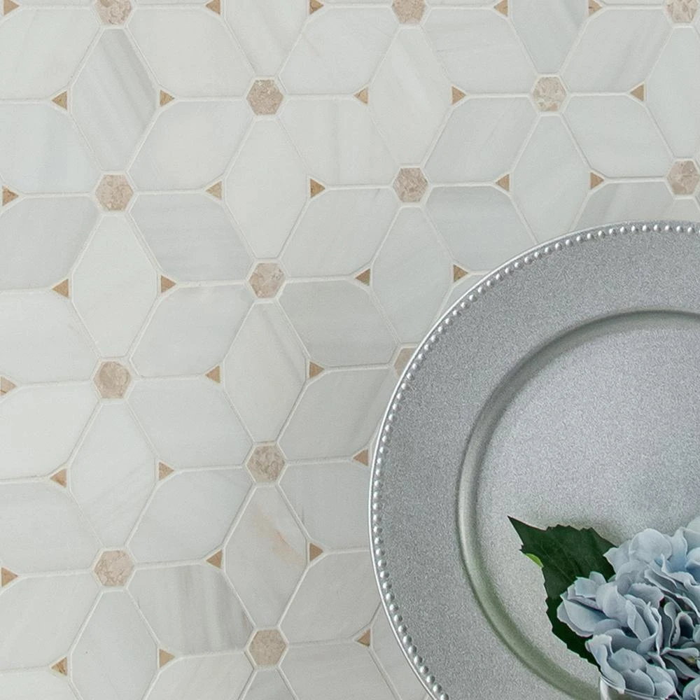 MSI Cecily 10.83 In. X 12.6 In. X 10mm Polished Marble Mesh-Mounted Mosaic Tile (9.5 Sq. Ft./case) - Image 7