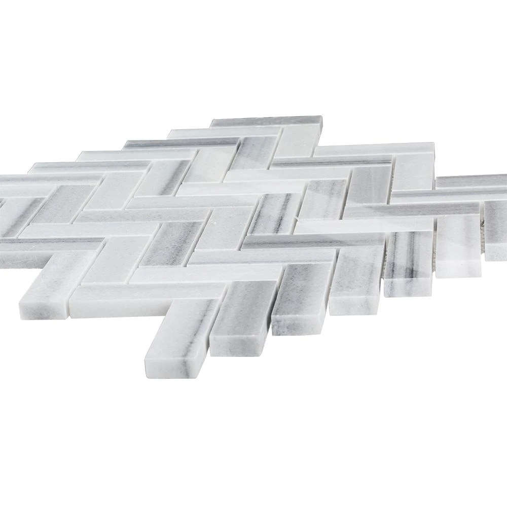 Jeffrey Court Zebra Plains Gray Herringbone 11 In. X 12.75 In. X 10 Mm Polished Marble Mosaic Wall/Floor Tile - Image 5