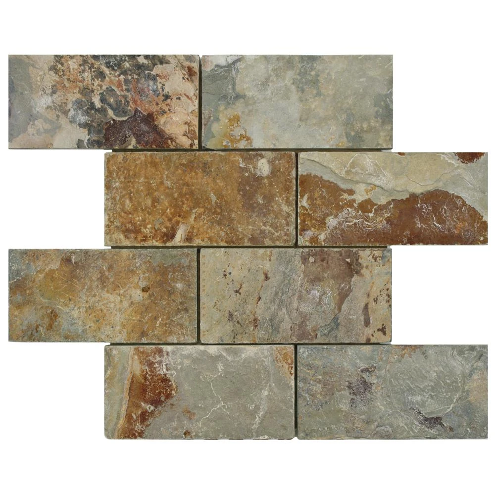 Merola Tile Crag Subway Sunset 11-3/4 In. X 11-3/4 In. X 10 Mm Slate Mosaic Tile - Image 4