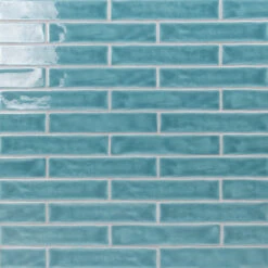 Brookline Turquoise 2 In. X 10 In. Polished Ceramic Subway Wall Tile (40 Pieces / 5.38 Sq. Ft. / Box)