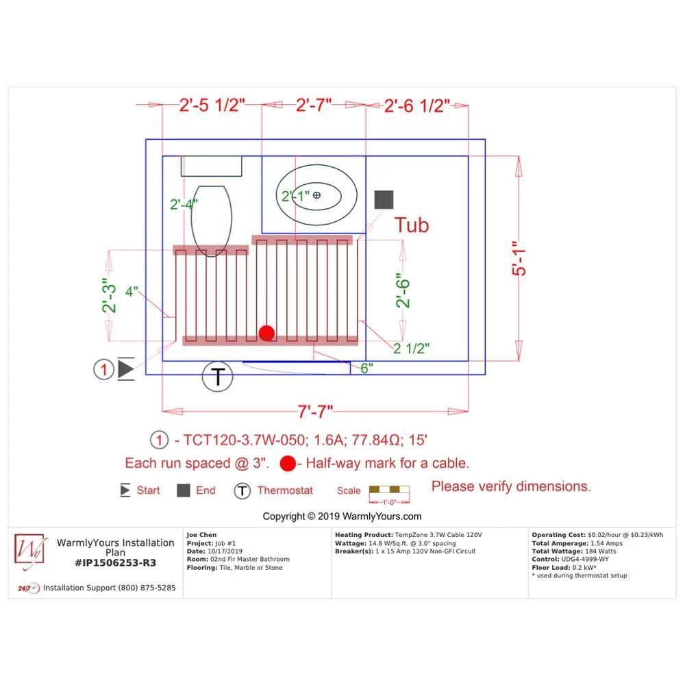 WarmlyYours 50 Ft. Cable System With Touch Screen Thermostat - Image 5